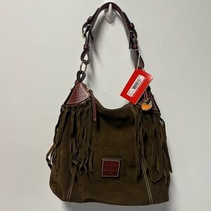 Dooney & Burke olive suede shoulder bag
